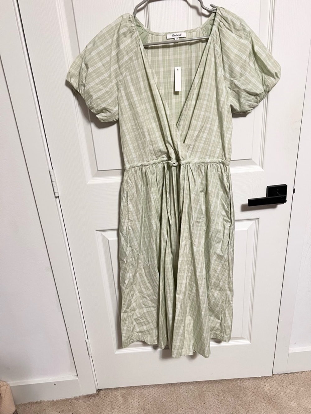 NWT Madewell Plaid Tie-Waist cotton  Midi Dress - Picture 5 of 12